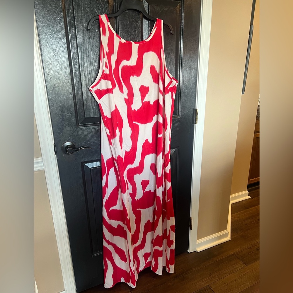 Stylish Red and White Women's Dress 3XL